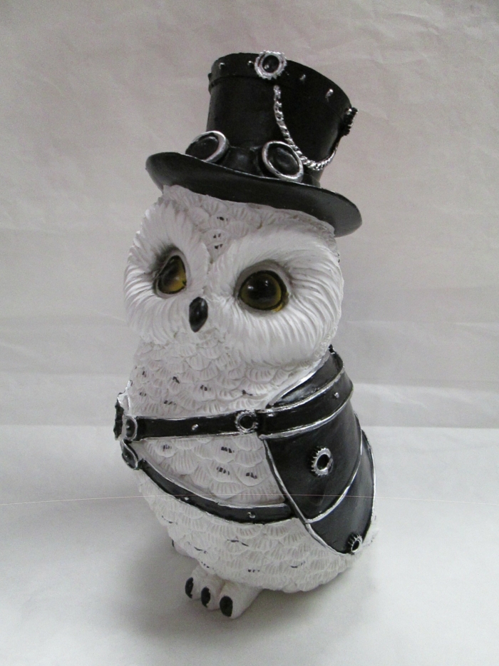 Gufo bianco con cappello steam punk