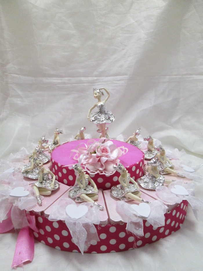 Torta 12 ballerine argentate + centrale