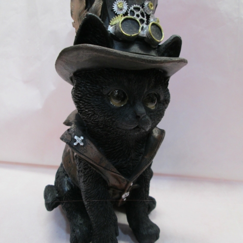 gatto nero steam punk con cilindro scaled