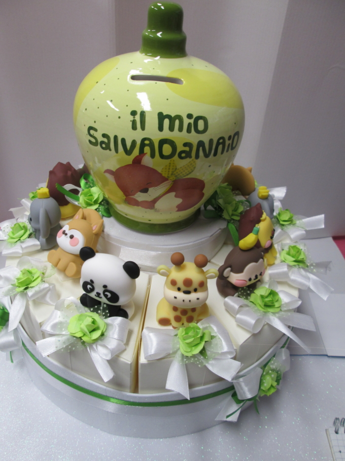 Torta animaletti della foresta  (12 pezzi) + salvadanaio